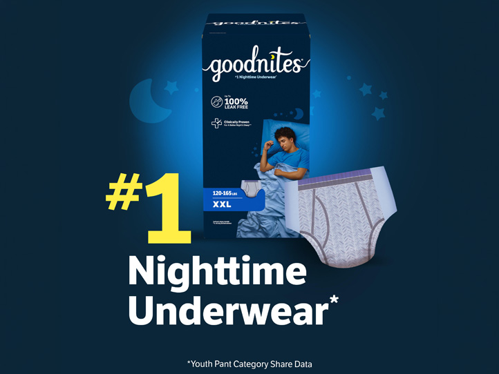 Goodnites® Nighttime Underwear for Boys, Chevron Design, Extra Extra Large Size, #1 Nighttime Underwear*  *Youth Pant Category Share Data