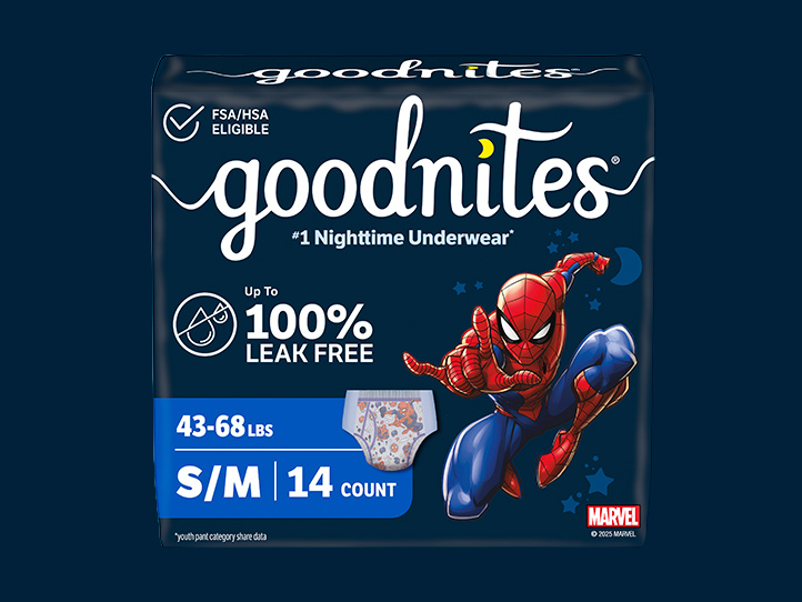 Goodnites® Nighttime Underwear for Boys, Marvel Spiderman, Small/Medium Size, #1 Nighttime Underwear*   *Youth Pant Category Share Data