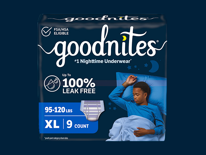 Goodnites® Nighttime Underwear for Boys, Striped Design, Extra Large Size, #1 Nighttime Underwear*   *Youth Pant Category Share Data