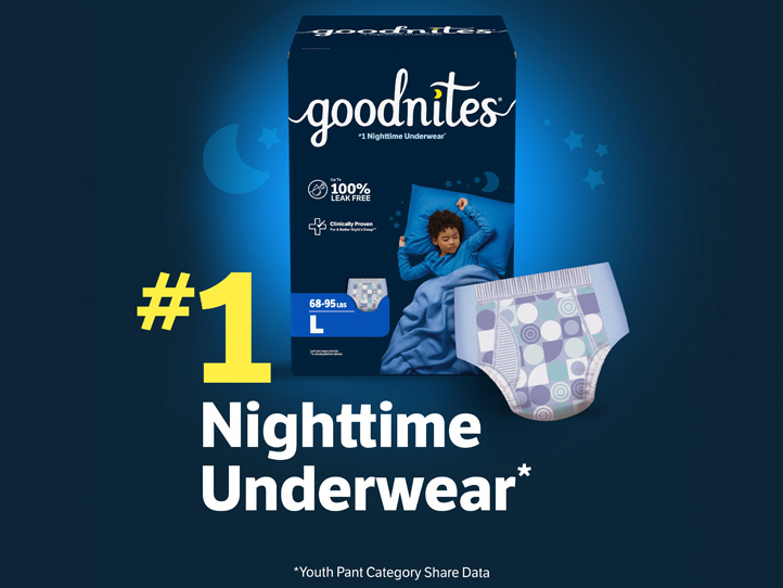 Goodnites® Nighttime Underwear for Boys, Geometric Design, Large Size, #1 Nighttime Underwear*   *Youth Pant Category Share Data