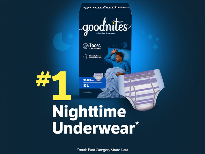 Goodnites® Nighttime Underwear for Boys, Striped Design, Extra Large Size, #1 Nighttime Underwear*   *Youth Pant Category Share Data
